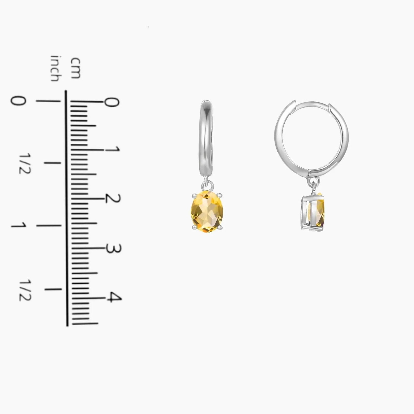 Oval Shape Citrine Round Hoop Drop Earrings in Silver - Irosk Australia ® - Irosk Australia