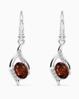 Oval Shape Garnet Dangling Leverback Earrings in 925 Sterling Silver | Irosk Australia ® - Irosk Australia