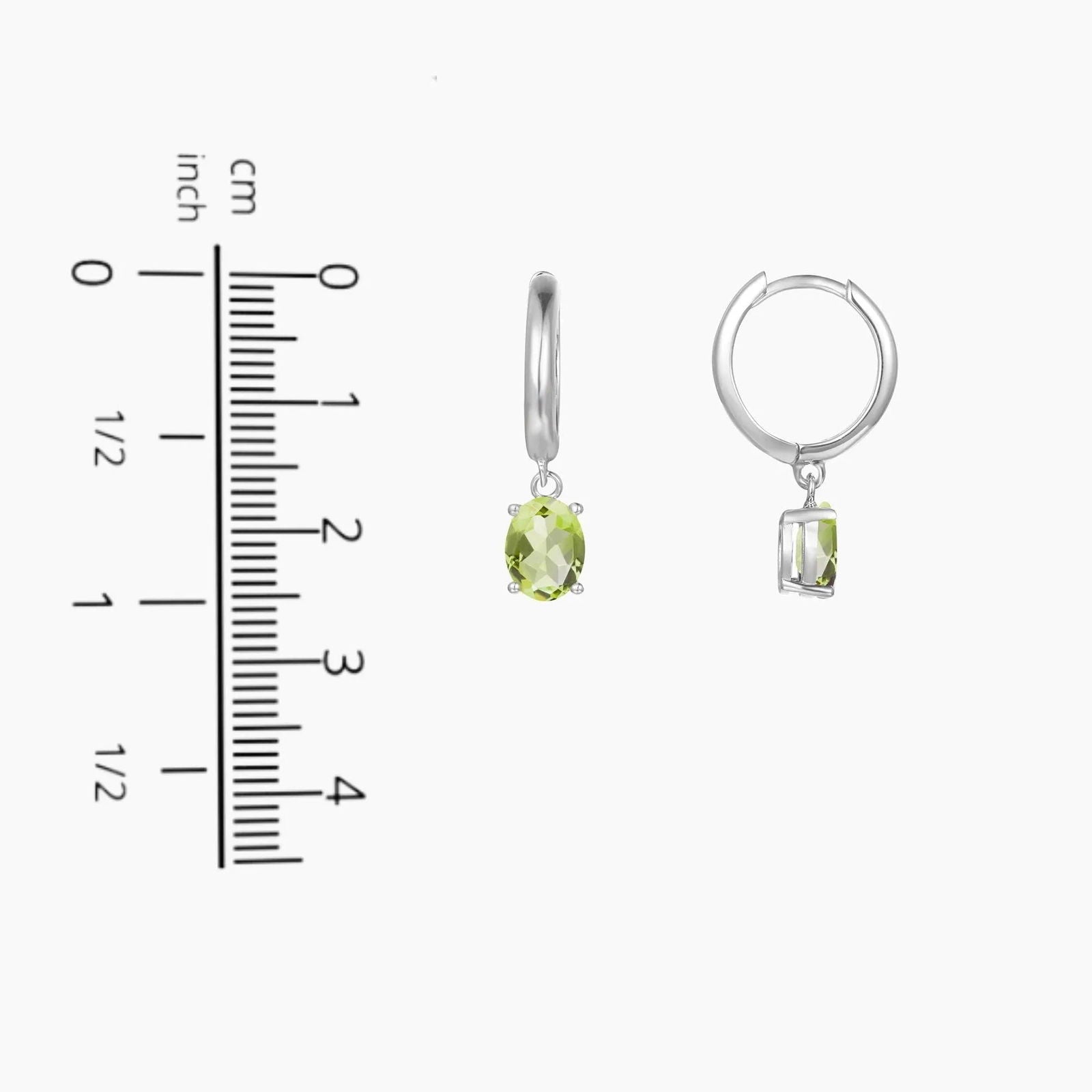 Size Comparison of Peridot Hoop Earrings – 2.6 cm Height, 0.8 cm Width