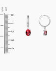 Oval Shape Ruby Round Hoop Drop Earrings in Silver - Irosk Australia ® - Irosk Australia