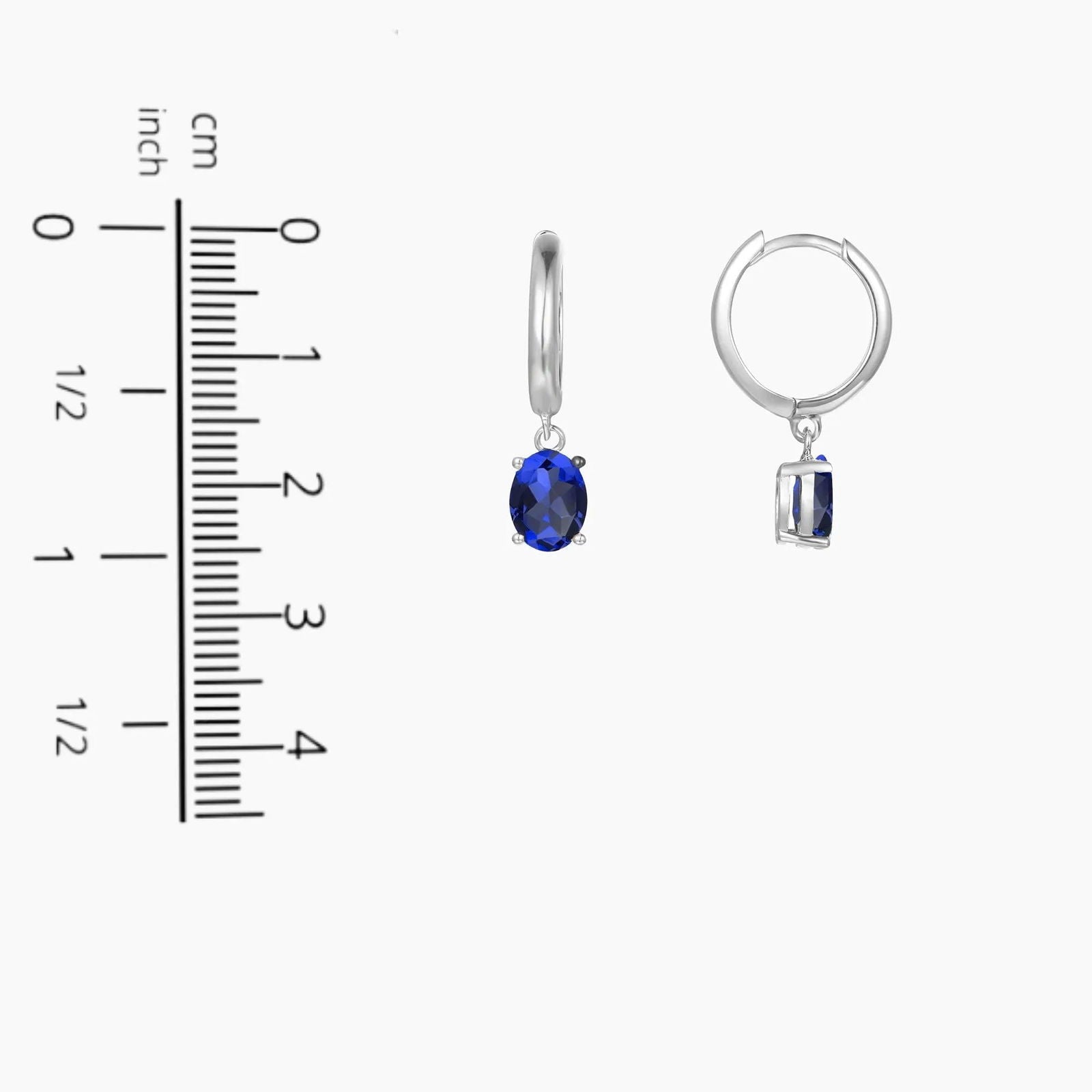Sapphire hoop drop earrings for September birthstone