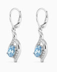 Oval Shape Topaz Dangling Leverback Earrings in 925 Sterling Silver - Irosk Australia ® - Irosk Australia