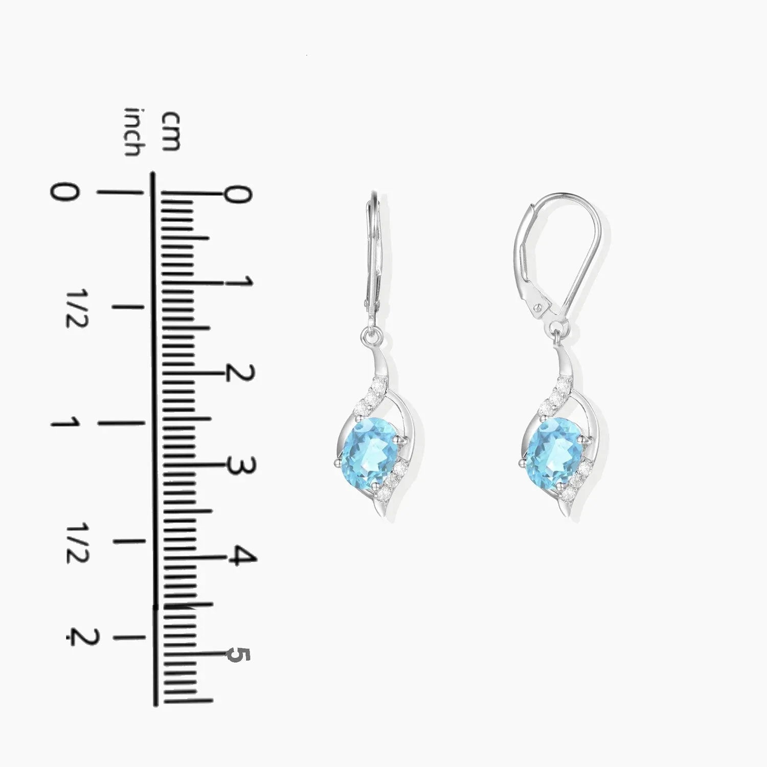 Oval Shape Topaz Dangling Leverback Earrings in 925 Sterling Silver - Irosk Australia ® - Irosk Australia