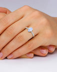Pear-shaped moonstone ring worn on hand – dainty June birthstone jewellery
