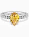 Pear Shaped Citrine Ring in Sterling Silver – Halo Design