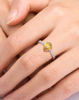 pear shaped citrine ring on hand