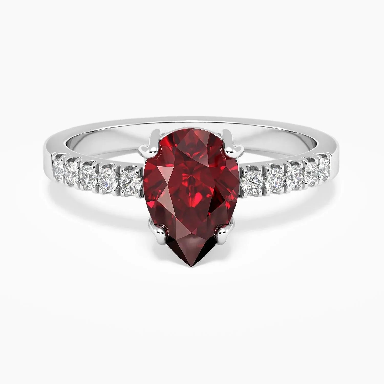 Pear Shaped Garnet Ring  in Silver - Irosk Australia ® - Irosk Australia