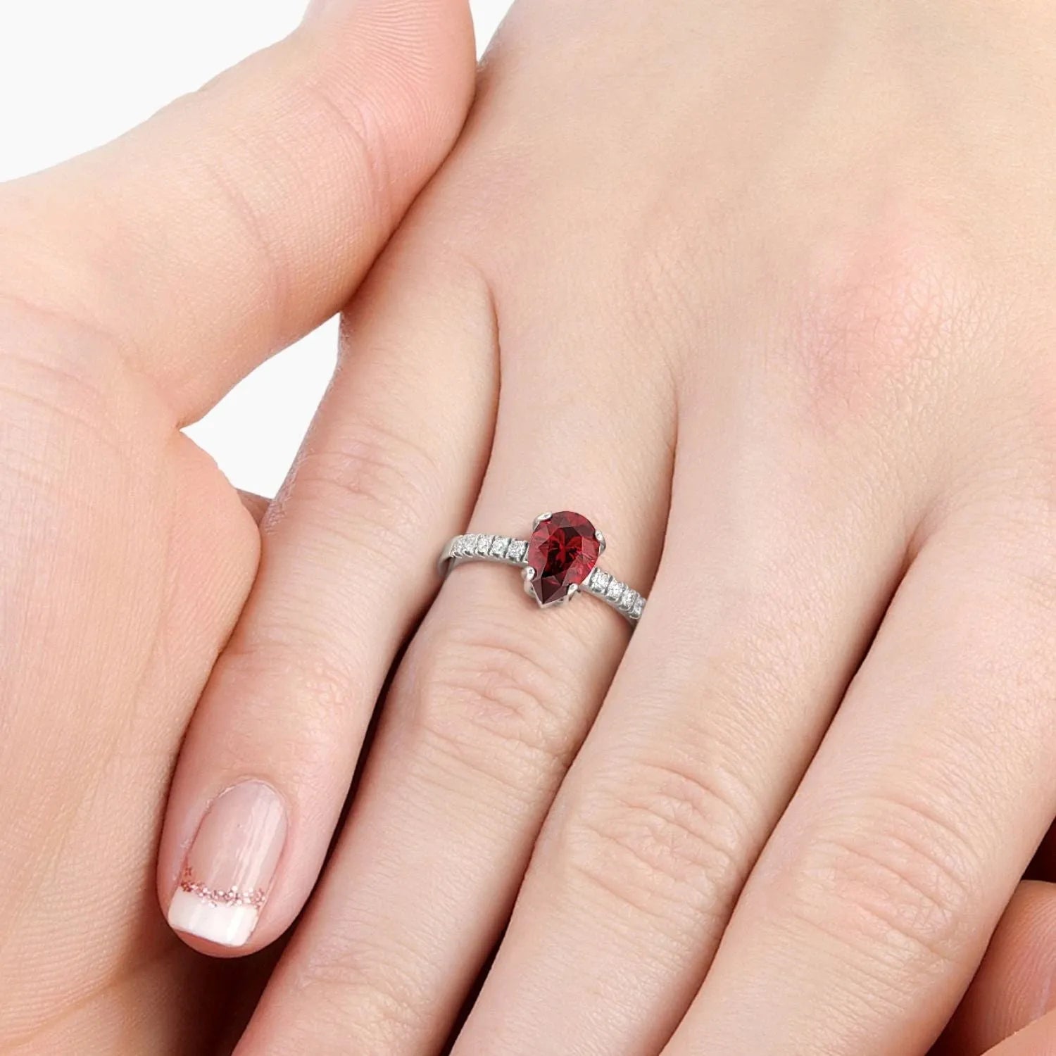 Pear Shaped Garnet Ring  in Silver - Irosk Australia ® - Irosk Australia