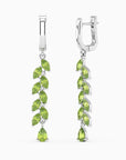 Green Peridot Drop Earrings in Sterling Silver - Marquise and Pear Cut Gemstones