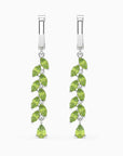 another view of peridot green drop earrings in silver