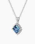 Princess Cut Alexandrite Halo Pendant Necklace in 925 Sterling SIlver - Irosk ® - Irosk Australia