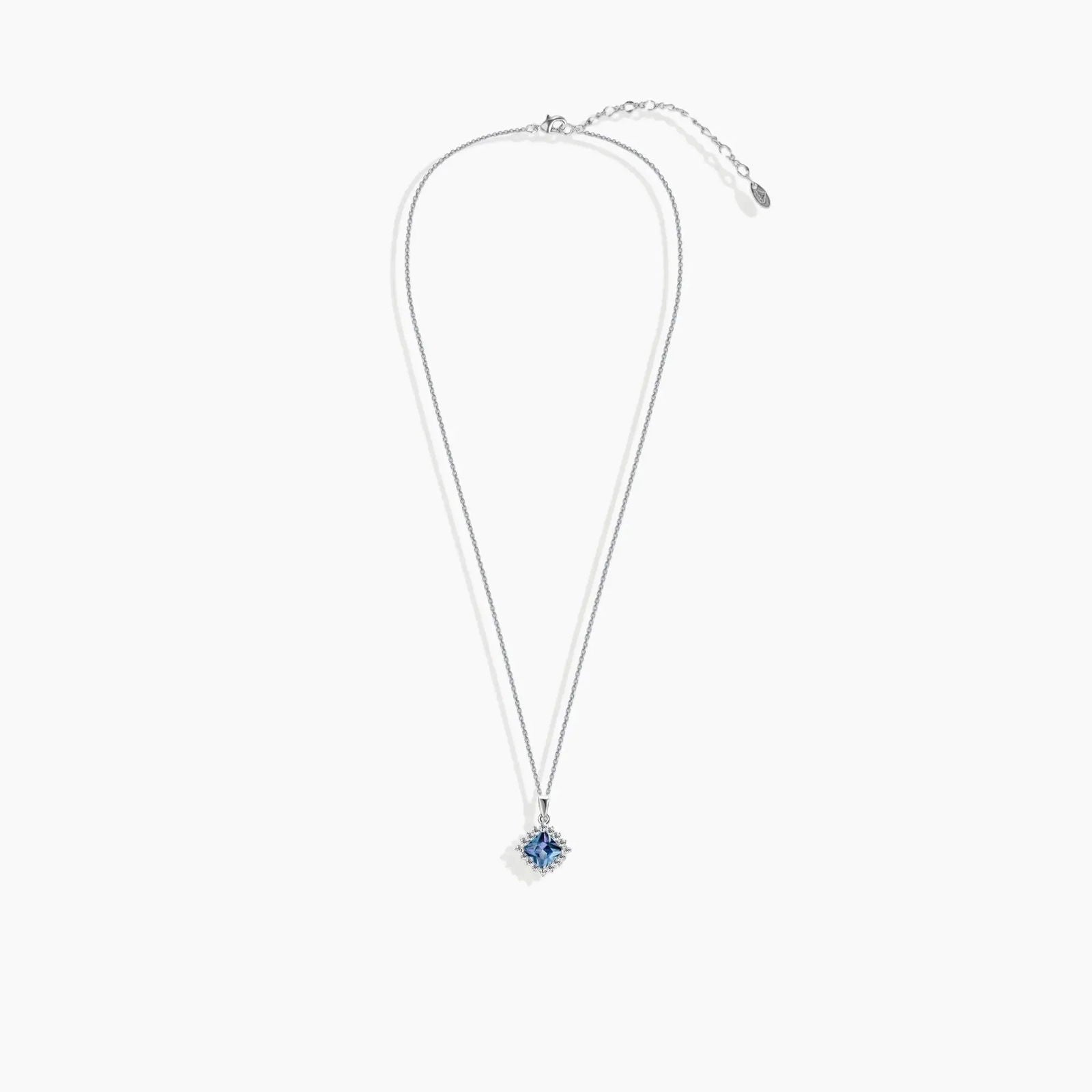 Princess Cut Alexandrite Halo Pendant Necklace in 925 Sterling SIlver - Irosk ® - Irosk Australia