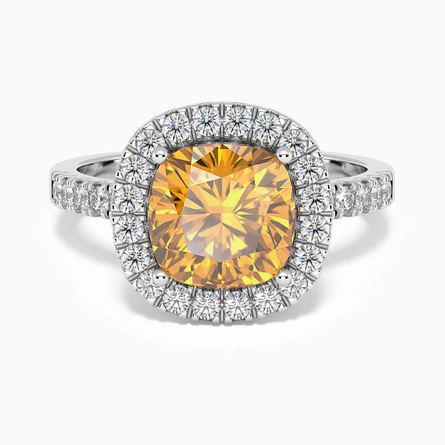 Citrine Statement Ring with Cushion Cut Gemstone in Sterling Silver
