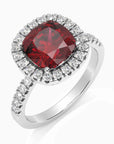 Radiant Majesty: Sterling Silver Garnet Halo Statement Ring - Irosk Australia