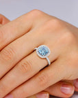 Radiant Majesty: Sterling Silver Topaz Halo Statement Ring - Irosk Australia