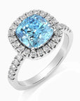 Radiant Majesty: Sterling Silver Topaz Halo Statement Ring - Irosk Australia