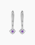 Round Amethyst Drop Hoop Earrings in Silver - Irosk Australia ® - Irosk Australia