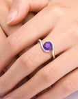 Round Cut Bezel Set Amethyst Promise Ring - Irosk Australia