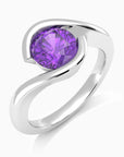 Round Cut Bezel Set Amethyst Promise Ring - Irosk Australia