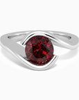 Round Cut Bezel Set Garnet Promise Ring - Irosk Australia