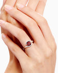 Round Cut Bezel Set Garnet Promise Ring - Irosk Australia