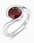 Round Cut Bezel Set Garnet Promise Ring - Irosk Australia