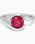 Round Cut Bezel Set Ruby Promise Ring - Irosk Australia