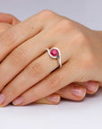 Round Cut Bezel Set Ruby Promise Ring - Irosk Australia