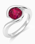 Round Cut Bezel Set Ruby Promise Ring - Irosk Australia