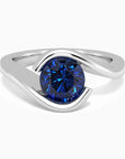 Semi bezel set sapphire ring in 925 silver