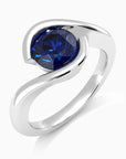 Round-cut sapphire ring in sterling silver by Irosk