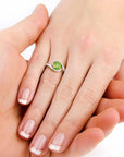 Model wearing Peridot Bezel Set Ring in Sterling Silver