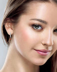Round Garnet Drop Hoop Earrings in Silver - Irosk Australia ® - Irosk Australia