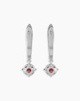 Round Garnet Drop Hoop Earrings in Silver - Irosk Australia ® - Irosk Australia