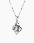 Side view of the Moissanite Bond Pendant Necklace, showcasing its four-lobed bond design and radiant central moissanite.