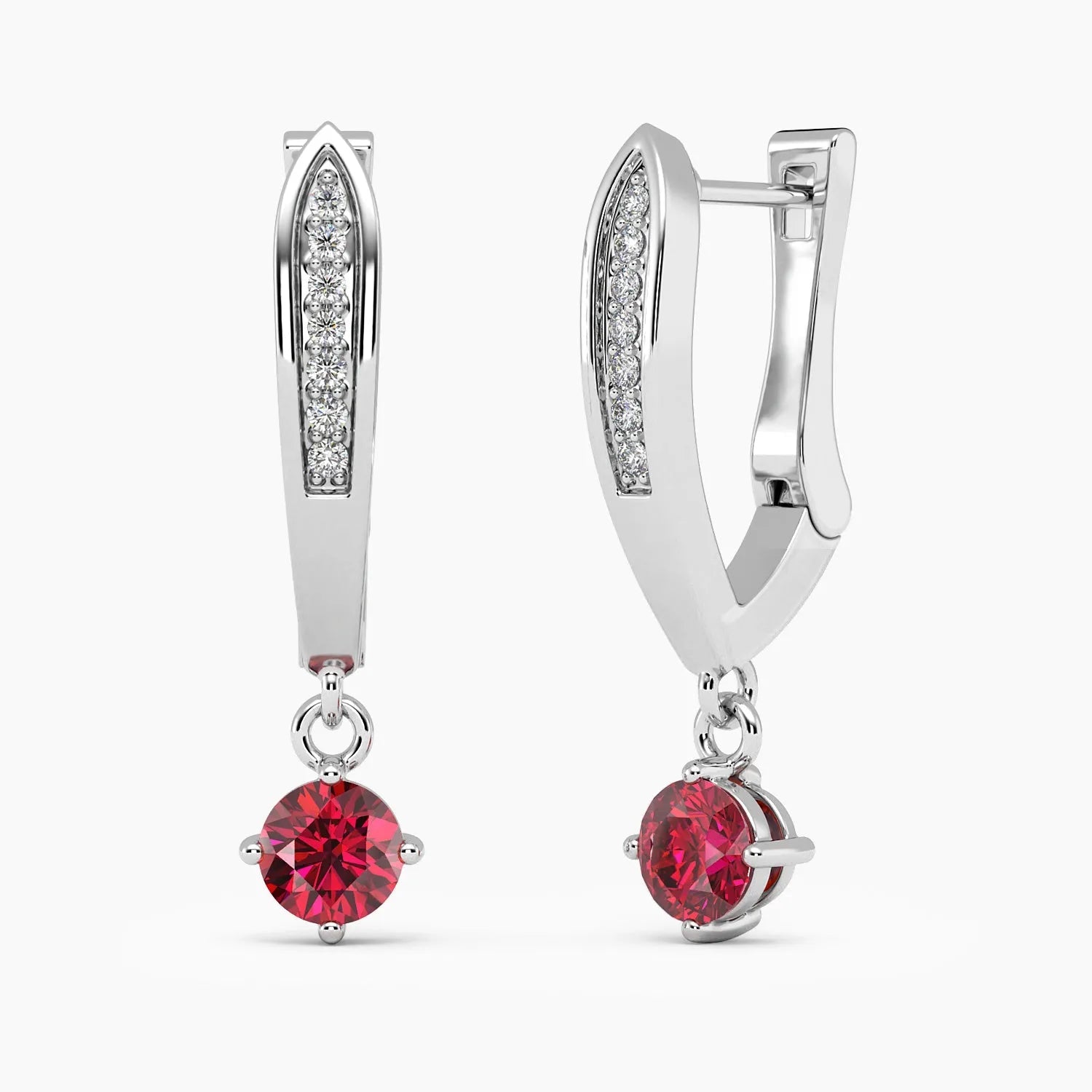 Round Ruby Drop Hoop Earrings in Silver - Irosk Australia ® - Irosk Australia