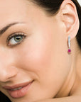 Round Ruby Drop Hoop Earrings in Silver - Irosk Australia ® - Irosk Australia