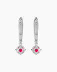 Round Ruby Drop Hoop Earrings in Silver - Irosk Australia ® - Irosk Australia