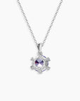 backside of Round Alexandrite solitaire pendant in clean prong setting – colour-shifting gemstone in silver