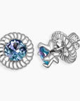 Alexandrite convertible earrings showing both stud and disc styles – rhodium-plated sterling silver