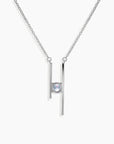 Sterling silver Alexandrite necklace with double vertical bars – modern geometric pendant