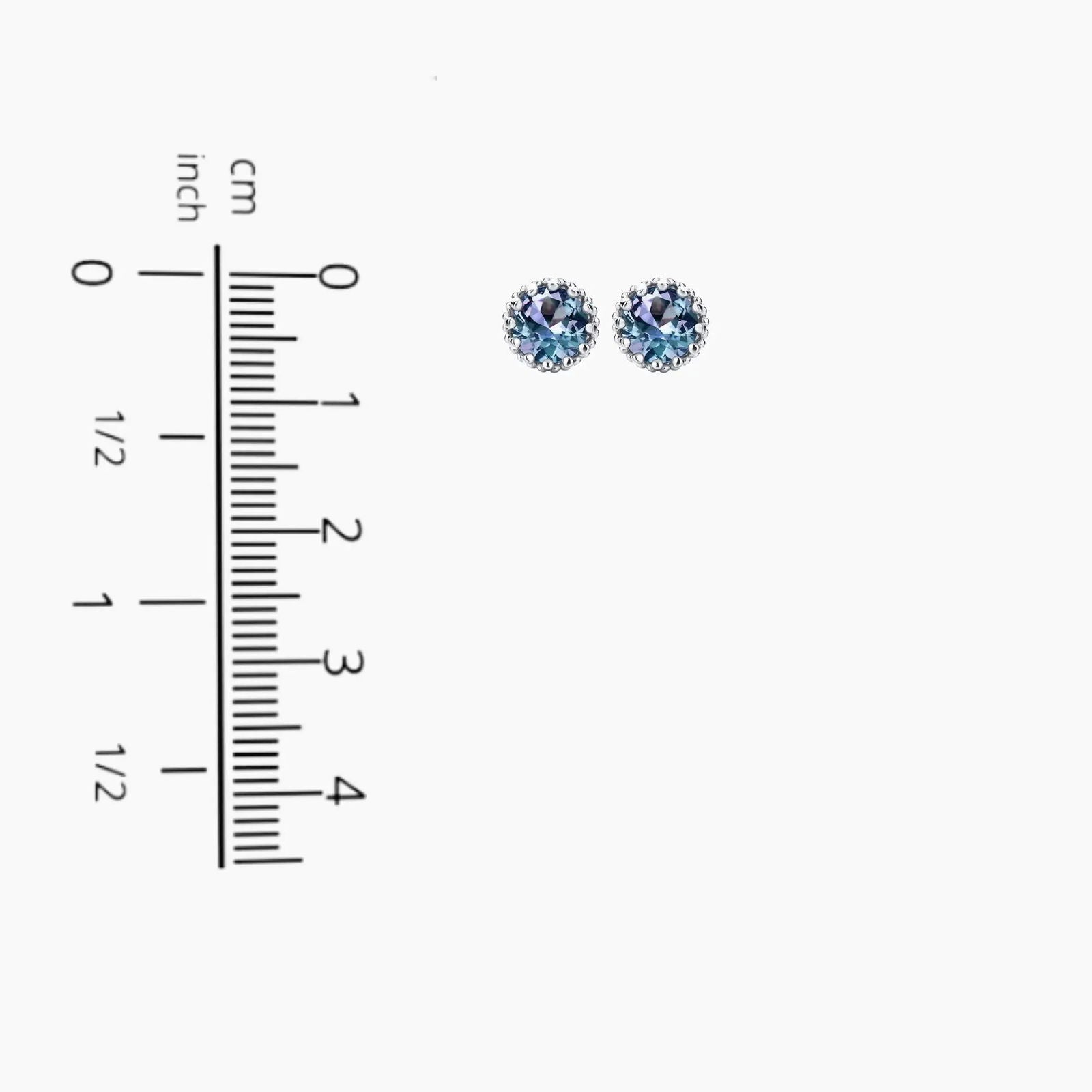 Round Shape Alexandrite Designer Stud Earrings in 925 Sterling Silver - Irosk Australia® - Irosk Australia