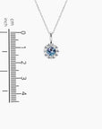 Alexandrite halo pendant shown with size reference – 1.8 cm height, 1.2 cm width