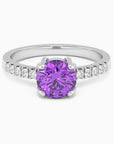 Round Shape Amethyst Ring - Halo Shank - Irosk Australia - Irosk Australia