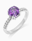 Round Shape Amethyst Ring - Halo Shank - Irosk Australia - Irosk Australia