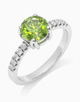 Round Shape Peridot Ring - Halo Shank - 925 Silver - Irosk - Irosk Australia
