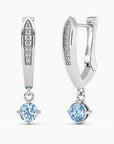 Round Topaz Drop Hoop Earrings in Silver - Irosk Australia ® - Irosk Australia