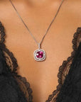 Ruby Cushion Cut Artistic Pendant Necklace in Sterling Silver - Irosk Australia
