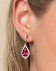 Ruby Pear Shape Dangling Earrings in Sterling Silver - Irosk Australia