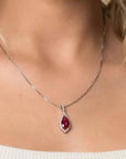 Ruby Pear Shape Designer Pendant Necklace in Sterling Silver - Irosk Australia